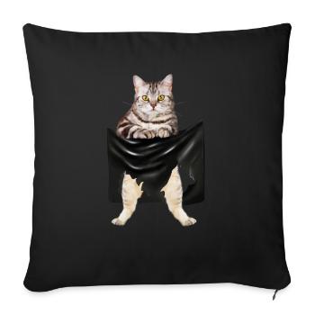 American Shorthair Cat, Love Shorthair - Sofa pillowcase 17,3'' x 17,3'' (45 x 45 cm) - black - Front