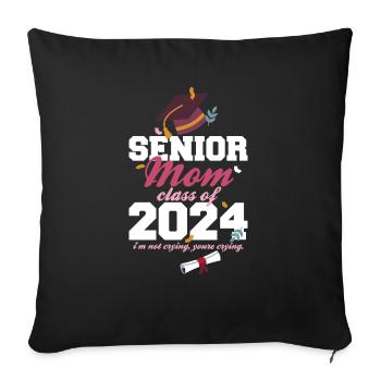 Fête de remise des diplômes de la classe de maman senior de 2024 fière - Housse de coussin décorative 45 x 45 cm - noir - Devant