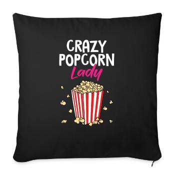 Femmes Cinéma Snack Soirée Cinéma Drôle Crazy Popcorn - Housse de coussin décorative 45 x 45 cm - noir - Devant