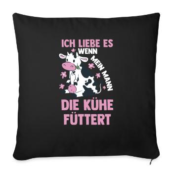Kuh Bauernhof Kuhbauer Landwirt Rind Kühe - Sofakissenbezug 45 x 45 cm - Schwarz - Vorne