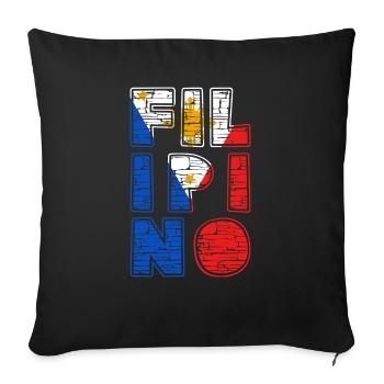 Philippines drapeau philippin fierté je cadeau - Housse de coussin décorative 45 x 45 cm - noir - Devant