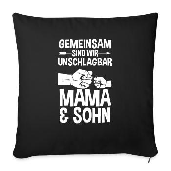 Mutter Muttertag Mama und Sohn - Sofakissenbezug 45 x 45 cm - Schwarz - Vorne