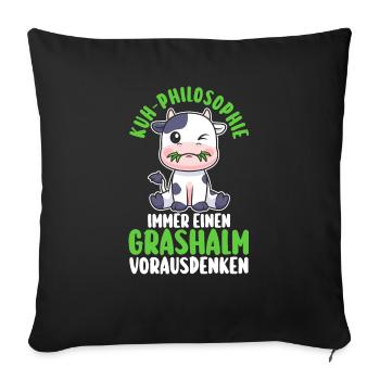 Kuh Bauer Bauernhof Kuhbauer Kühe - Sofakissenbezug 45 x 45 cm - Schwarz - Vorne