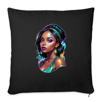Afro Woman - Beauty - Sofa pillowcase 17,3'' x 17,3'' (45 x 45 cm) - black - Front