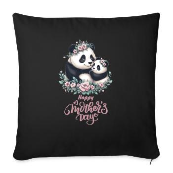 Happy Mother's Day Floral Wreath Mum Panda - Sofakissenbezug 45 x 45 cm - Schwarz - Vorne