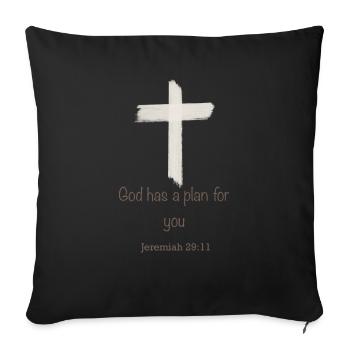 God has a plan for you Kreuz Christ Glaube - Sofa pillowcase 17,3'' x 17,3'' (45 x 45 cm) - black - Front