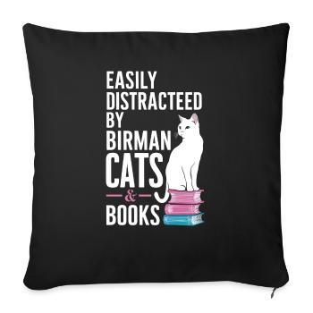 Katze Birma Geschenk - Sofakissenbezug 45 x 45 cm - Schwarz - Vorne
