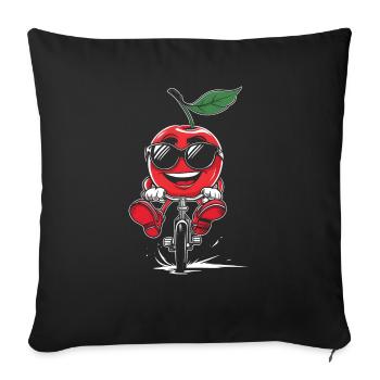 Kirschen Radfahren Auf Dem Fahrrad Geschenk - Sofakissenbezug 45 x 45 cm - Schwarz - Vorne