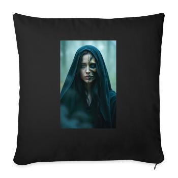Déesse Hel régnant sur le monde souterrain nordique - Housse de coussin décorative 45 x 45 cm - noir - Devant