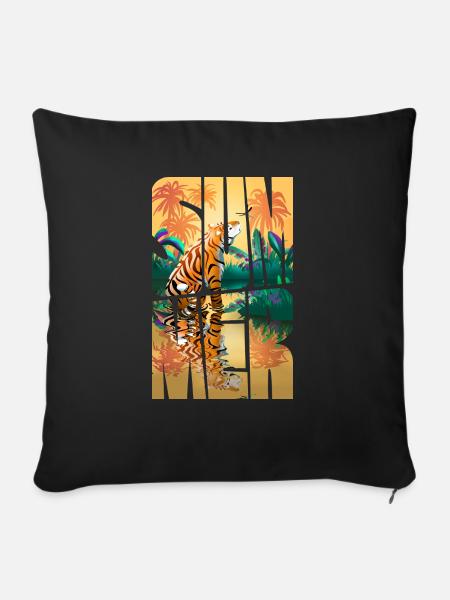 Sommer mit Palmen - Sofakissenbezug 45 x 45 cm - Schwarz