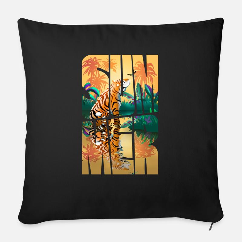 Sommer mit Palmen - Sofakissenbezug 45 x 45 cm - Schwarz