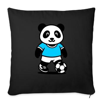 Panda footballeur mignon et stylé Kawaii Foot - Housse de coussin décorative 45 x 45 cm - noir - Devant
