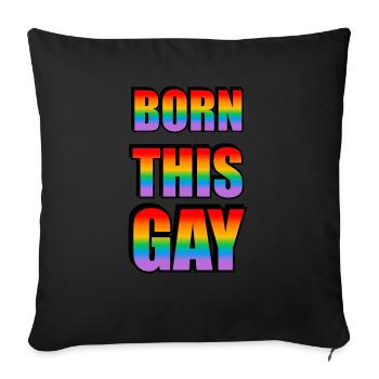 Né ce texte arc-en-ciel gay LGBT Pride - Housse de coussin décorative 45 x 45 cm - noir - Devant