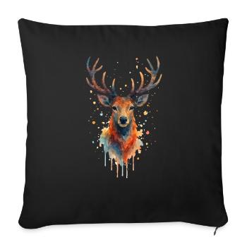 Cerf Aquarelle - Housse de coussin décorative 45 x 45 cm - noir - Devant