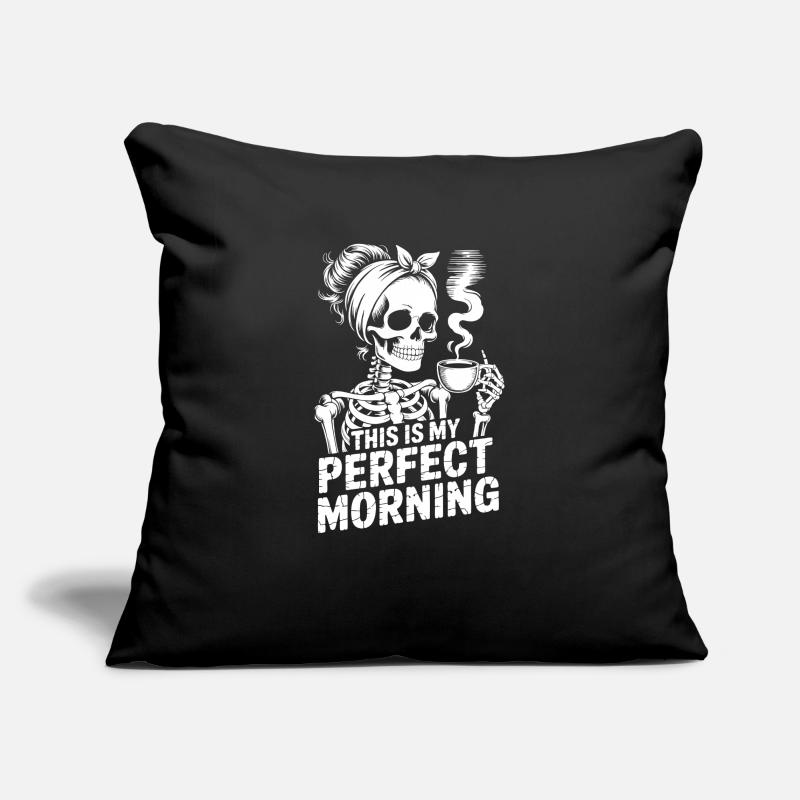 Perfekter Morgen mit Kaffee Skelett mit Kaffeepot Sofakissenbezug 45 x 45 cm