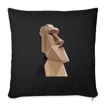 Statue moai - Housse de coussin décorative 45 x 45 cm - noir - Devant