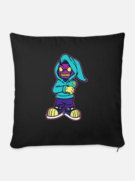 Neon Troll - Sofakissenbezug 45 x 45 cm - Schwarz