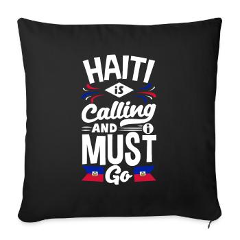 Haïti appelle haïtien Haïti Drapeau - Housse de coussin décorative 45 x 45 cm - noir - Devant