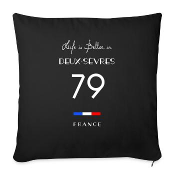 La vie en DEUX-SÈVRES Numéro 79 Poitou Charentes - Housse de coussin décorative 45 x 45 cm - noir - Devant