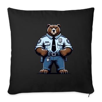 Cute Bear Police Officer - Sofa pillowcase 17,3'' x 17,3'' (45 x 45 cm) - black - Front