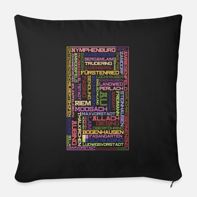 Stadtteile Mosaik - München - Sofakissenbezug 45 x 45 cm - Schwarz