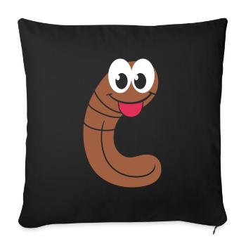 vers de terre - Housse de coussin décorative 45 x 45 cm - noir - Devant