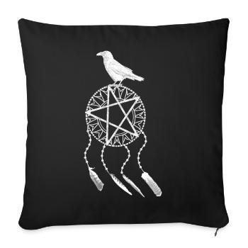 Dream catcher Gothic, bird feather, crow, raven white - Sofa pillowcase 17,3'' x 17,3'' (45 x 45 cm) - black - Front