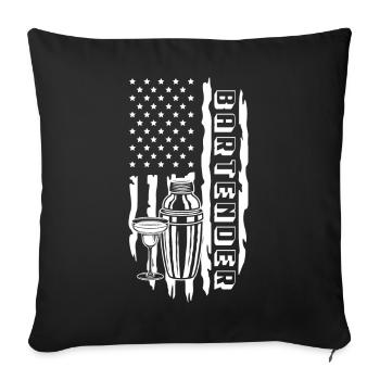 Barman American Flag- Barman - Housse de coussin décorative 45 x 45 cm - noir - Devant