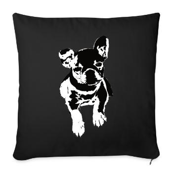 French Bulldog Portrait Black White - Sofa pillowcase 17,3'' x 17,3'' (45 x 45 cm) - black - Front