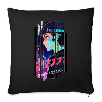 Cyborg Frau Futuristische Kanji - Sofakissenbezug 45 x 45 cm - Schwarz - Vorne