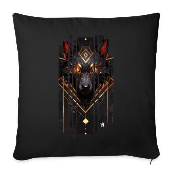 Goldener Wolf Cyborg - Sofakissenbezug 45 x 45 cm - Schwarz - Vorne