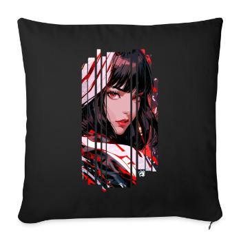 Cyborg Frau weiße Kanji - Sofakissenbezug 45 x 45 cm - Schwarz - Vorne