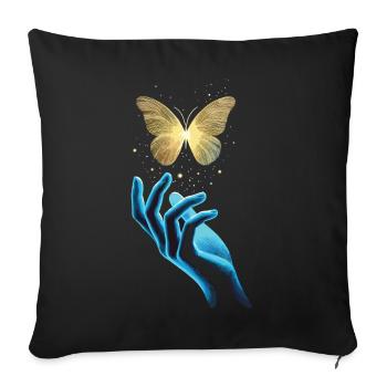 Magic butterfly – symbol of change - Sofa pillowcase 17,3'' x 17,3'' (45 x 45 cm) - black - Front