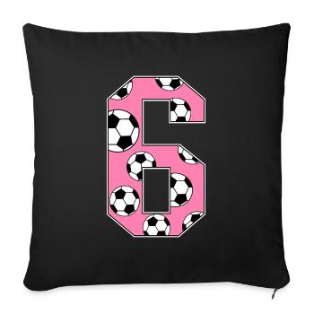 6 Birthday Football Pink - Sofa pillowcase 17,3'' x 17,3'' (45 x 45 cm) - black - Front