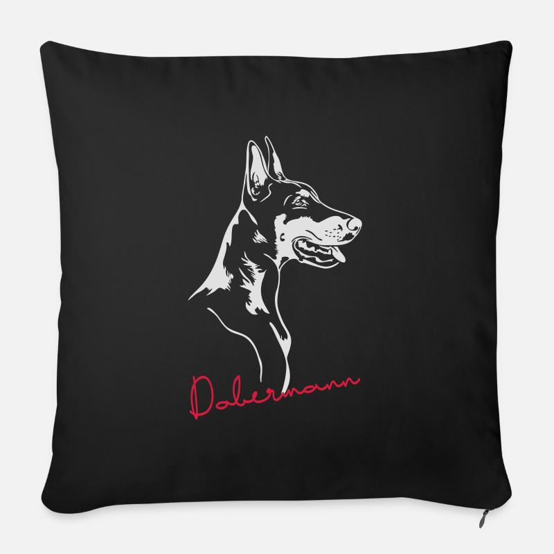 Dobermann Hundeportrait Hund Hunde Wilsigns - Sofakissenbezug 45 x 45 cm - Schwarz