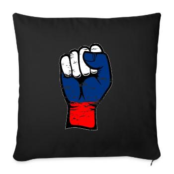 Poing de drapeau de la Russie utilisé - Housse de coussin décorative 45 x 45 cm - noir - Devant
