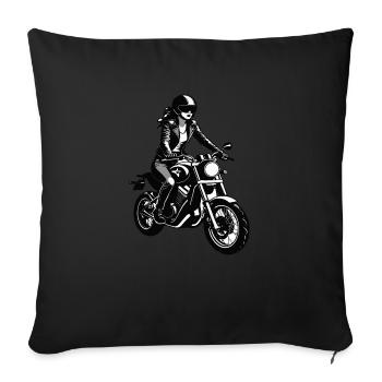 Biker Girl - Motorbike Design - Sofa pillowcase 17,3'' x 17,3'' (45 x 45 cm) - black - Front