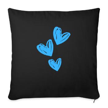 Hearts Blue Icon - Sofa pillowcase 17,3'' x 17,3'' (45 x 45 cm) - black - Front