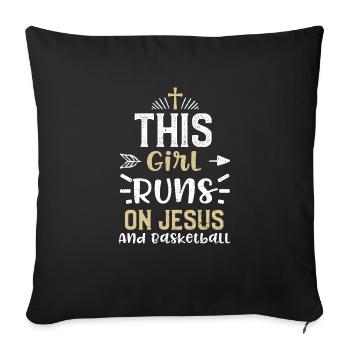 This Girl Runs On Jesus And Bask... - Sofa pillowcase 17,3'' x 17,3'' (45 x 45 cm) - black - Front
