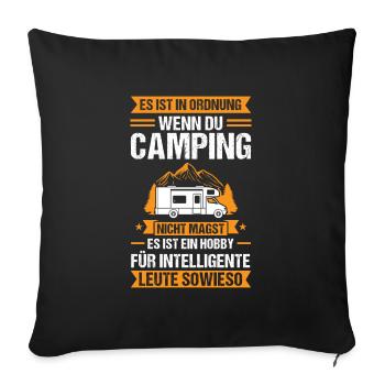 Campen Camping Camper Geschenk - Sofakissenbezug 45 x 45 cm - Schwarz - Vorne
