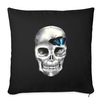crane papillon bleu - Housse de coussin décorative 45 x 45 cm - noir - Devant