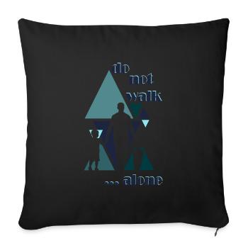 Père, fille Fils Famille pas seule - Housse de coussin décorative 45 x 45 cm - noir - Devant