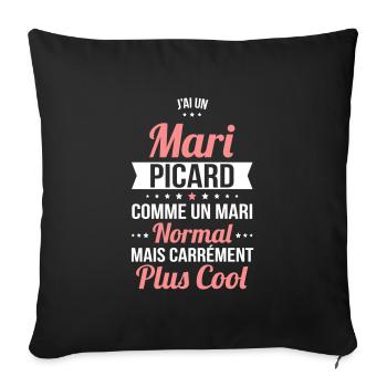 J'ai un mari Picard plus cool - Housse de coussin décorative 45 x 45 cm - noir - Devant