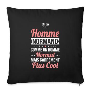 J'ai un homme Normand plus cool - Housse de coussin décorative 45 x 45 cm - noir - Devant