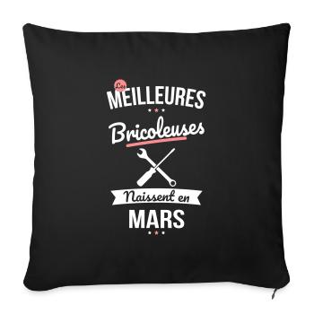 Les meilleures bricoleuses naissent en Mars - Housse de coussin décorative 45 x 45 cm - noir - Devant