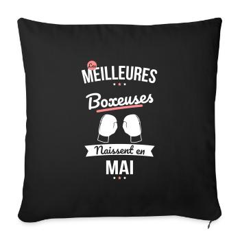 Les meilleures boxeuses naissent en Mai - Housse de coussin décorative 45 x 45 cm - noir - Devant
