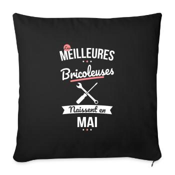 Les meilleures bricoleuses naissent en Mai - Housse de coussin décorative 45 x 45 cm - noir - Devant