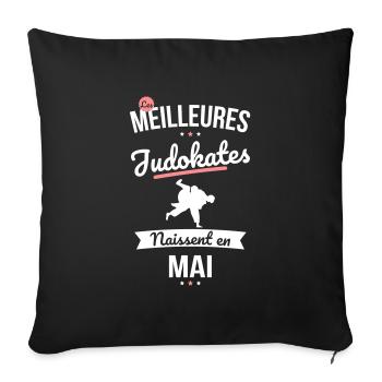 Les meilleures judokates naissent en Mai - Housse de coussin décorative 45 x 45 cm - noir - Devant