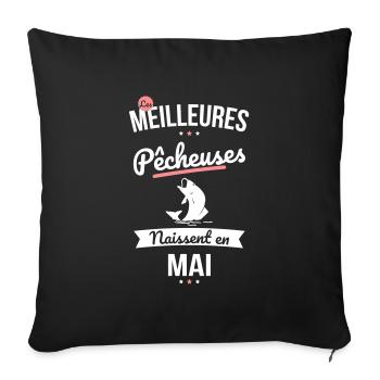 Les meilleures pêcheuses naissent en Mai - Housse de coussin décorative 45 x 45 cm - noir - Devant