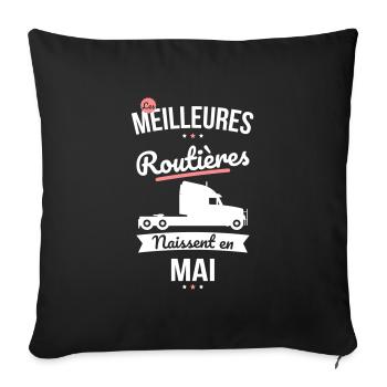 Les meilleures routières naissent en Mai - Housse de coussin décorative 45 x 45 cm - noir - Devant